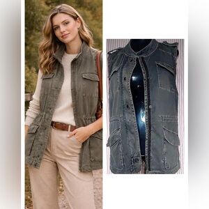 Olive Utility Cargo Vest Size M Workwear Classic Layering